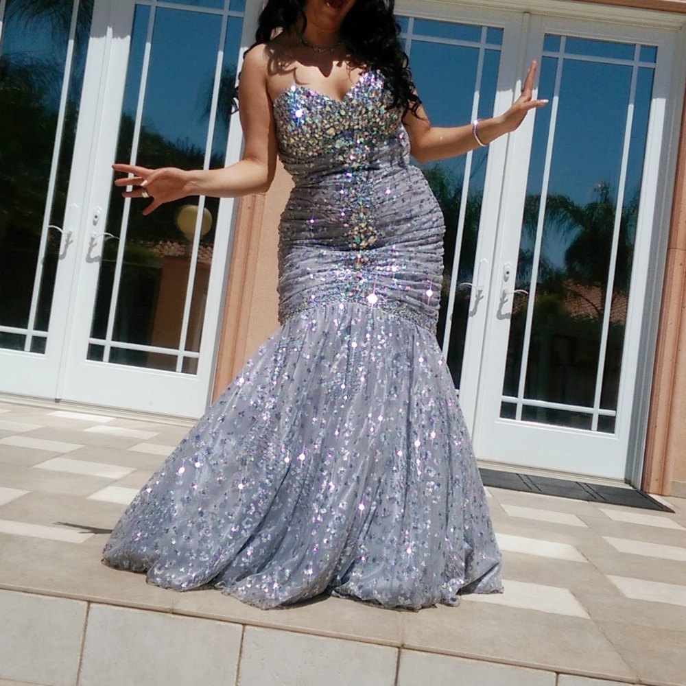 Mermaid style custom rhinestone dress size 12